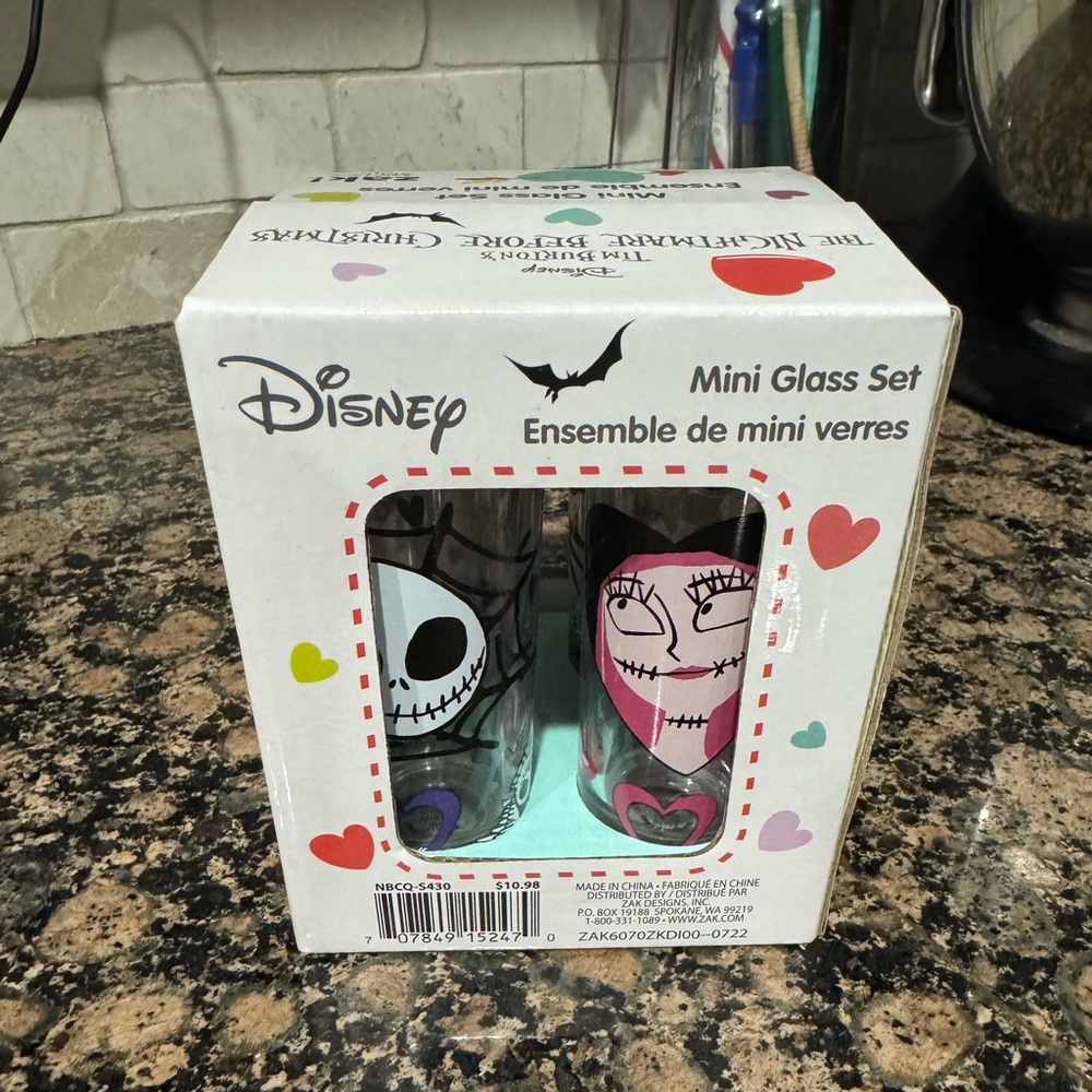 Disney Mini Glass Set Jack Skellington and Sally